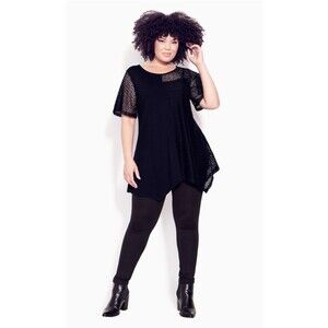 NWT! ZIM & ZOE Black "Riley" Spliced Lace Tunic and Cami, Size 26/28